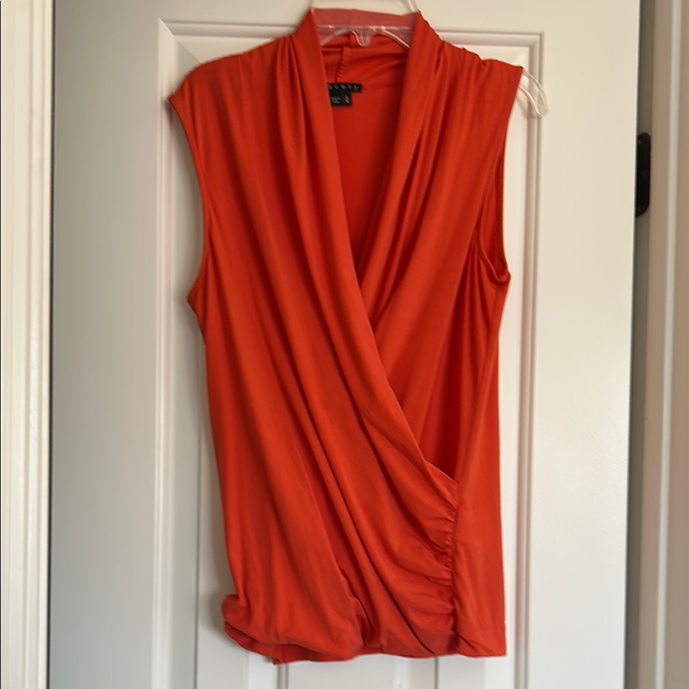 Orange Sleeveless Wrap Top by Theory